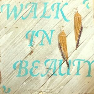 Gold and amethyst beaded earrings